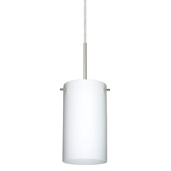 Besa Lighting Stilo 7 Cord Pendant, Opal Matte, Satin Nickel Finish, 1x40W Candelabra 1BT-440407-SN - main